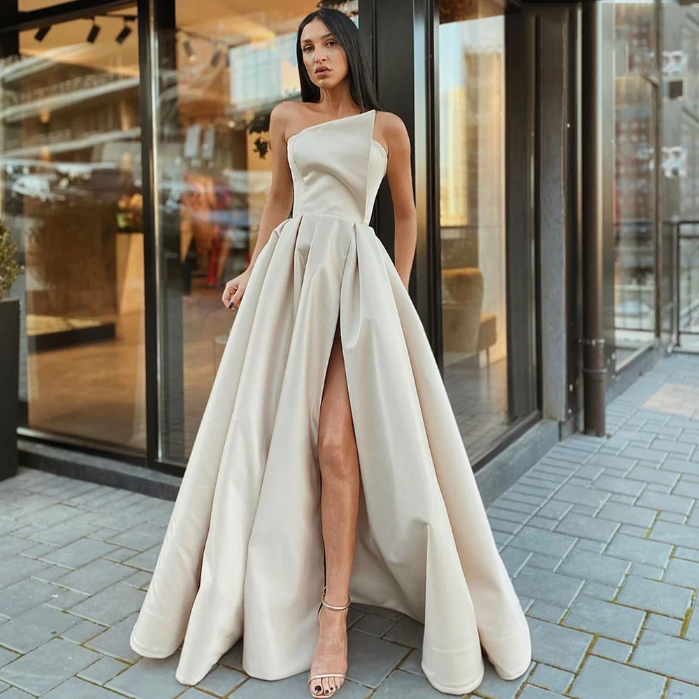 Uveng Uveng Summer New Women's Single Shoulder Bra Dress Dress Sexy Open Fork Big Swing Dress