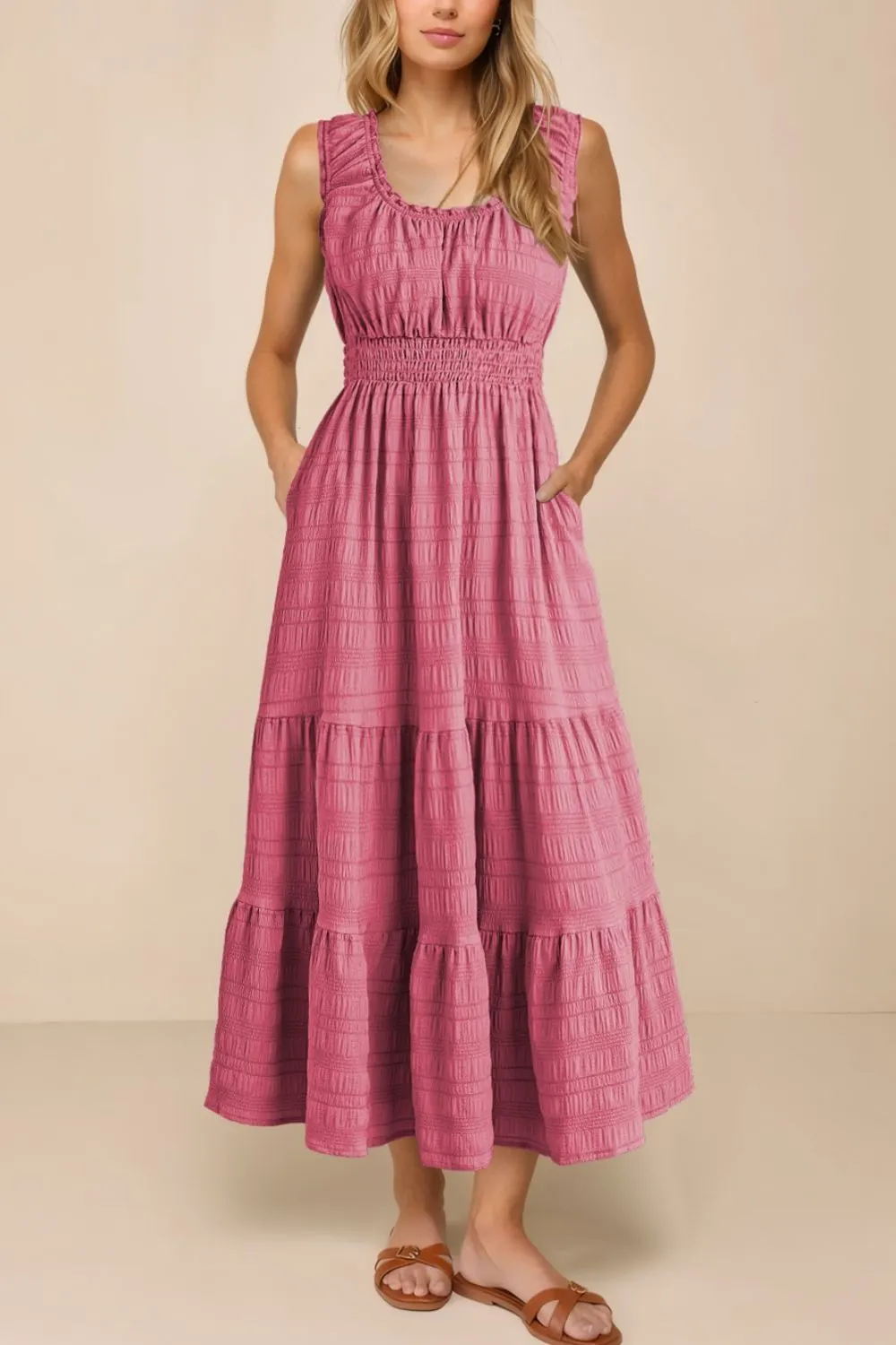 Scoop Neck Wide Strap Midi Dress mysite idetrend
