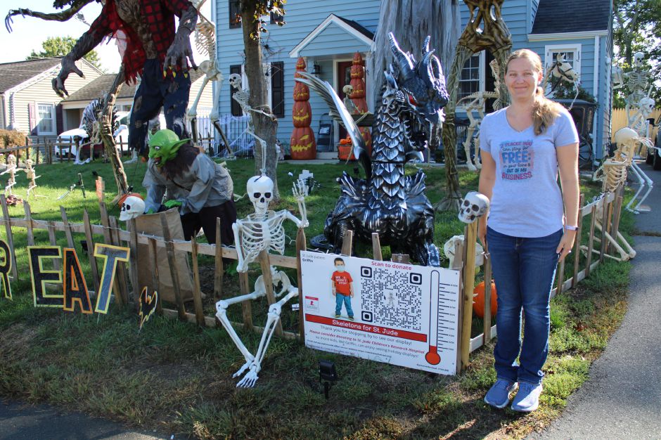 Residents throughout Plainville have been decorating their yards since the start of September and for some, have spared no expense. For some people like Danielle Afonso on Rockwell Avenue, Halloween is the highlight of their year for decorations. Nicole Zappone, The Citizen.