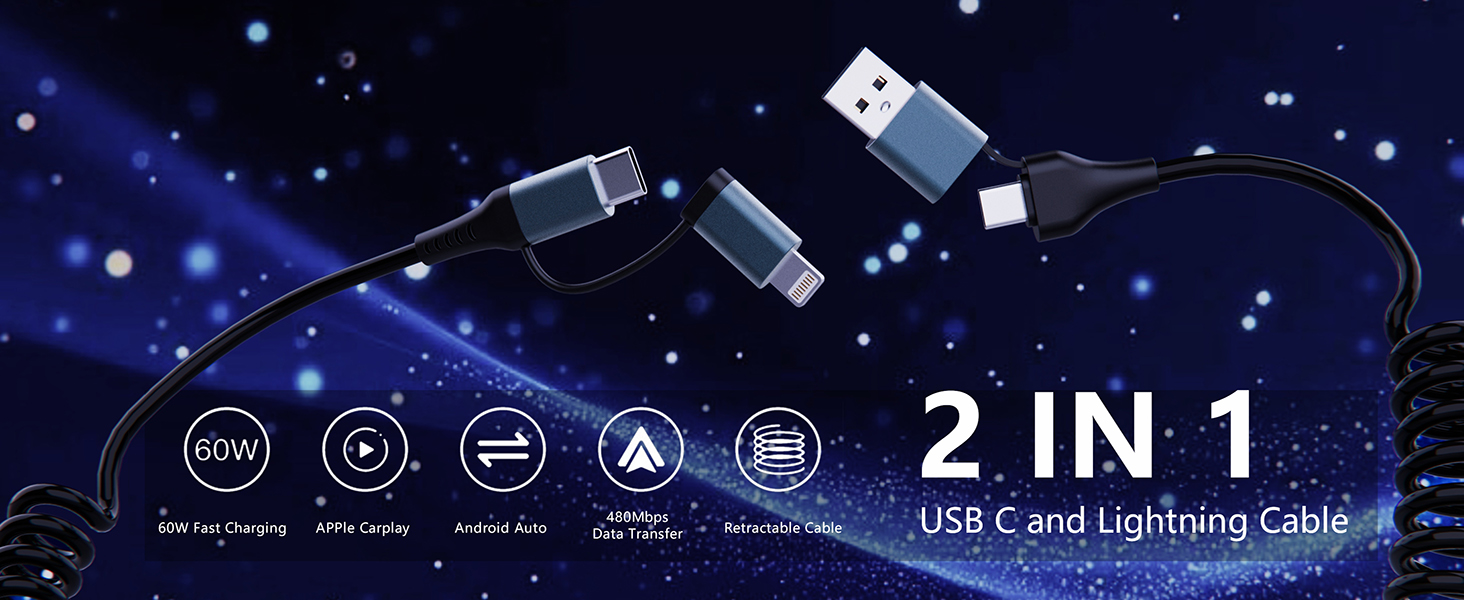 usb c and lightning cable 2 in 1