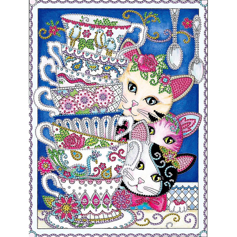 

Three Cats with Cups - Special Shaped Diamond Painting - 30*40CM, 501 Original