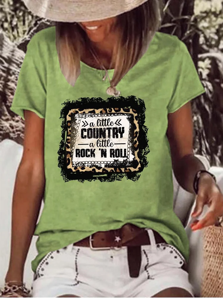 A little Country A little Rock n roll Raw Hem Tee