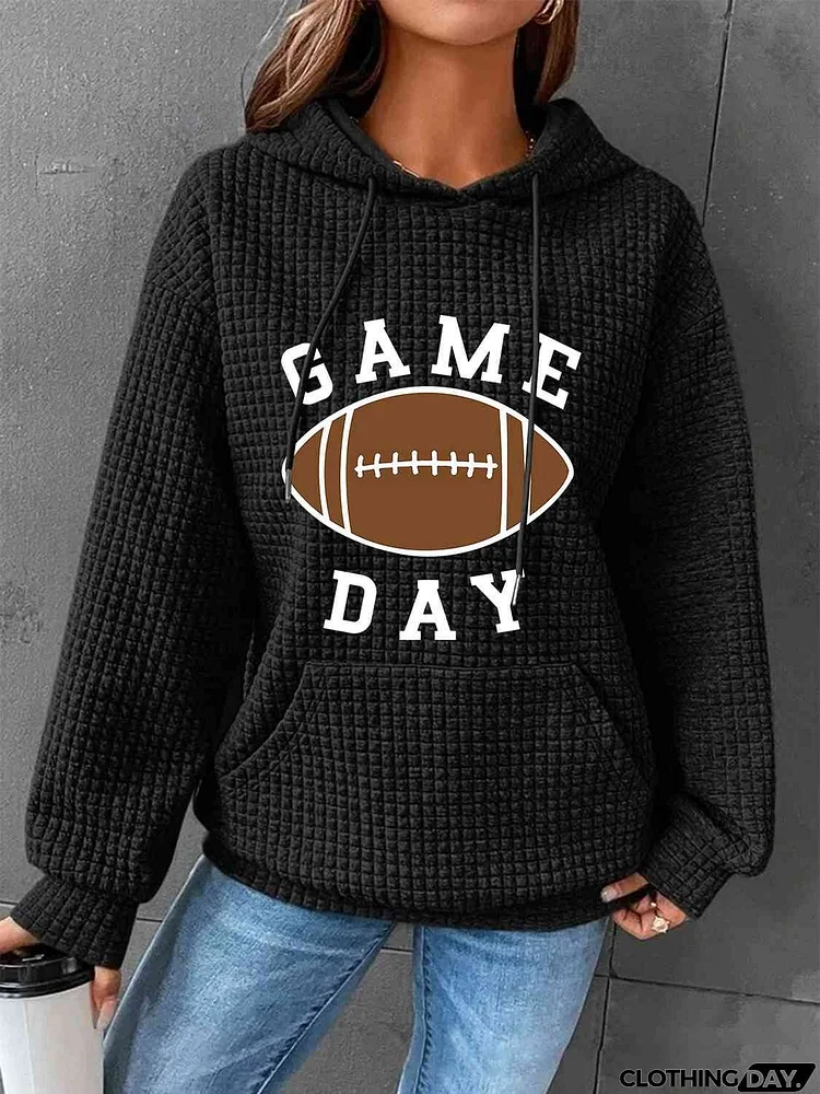 Full Size GAME DAY Graphic Drawstring Hoodie