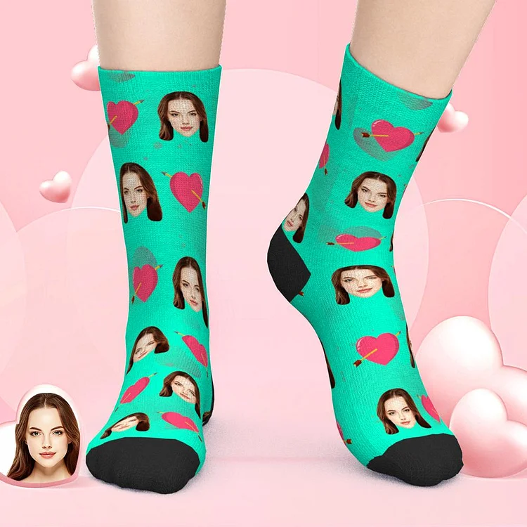 Custom Face Socks Heart And Arrow Socks