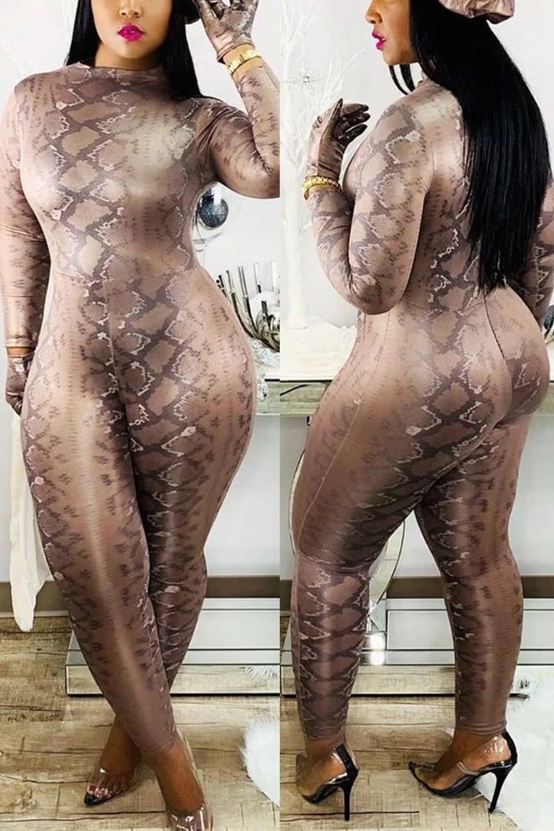 Fashion Digital Print Slim Jumpsuit