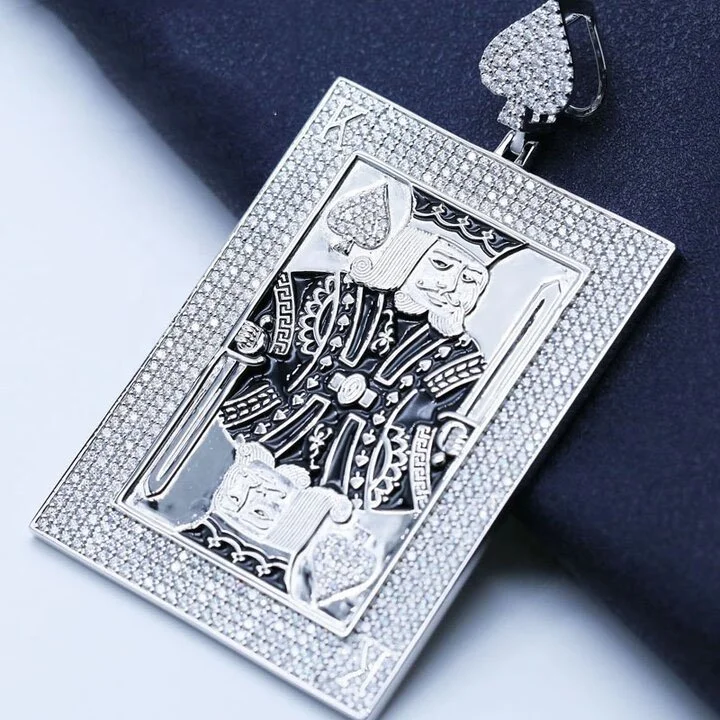 Gold Plated Iced Out Poker Pendant-VESSFUL