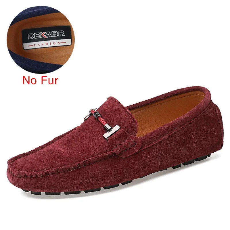 DEKABR Handmade Men Loafers Luxury Genuine Leather Casual Shoes Comfortable Soft Driving Shoes Warm Fur Plus Office Moccasins
