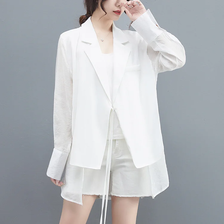 Special Splicing False Two-piece Long Sleeve Outwear - yankia