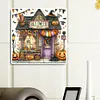 40x40cm Halloween Haus 5d DIY Vollbohrer Runde Diamond Painting Kit Wanddekoration
