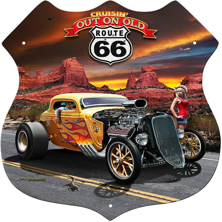 Route 66 - Shield Vintage Tin Sign - 11.8x11.8inch