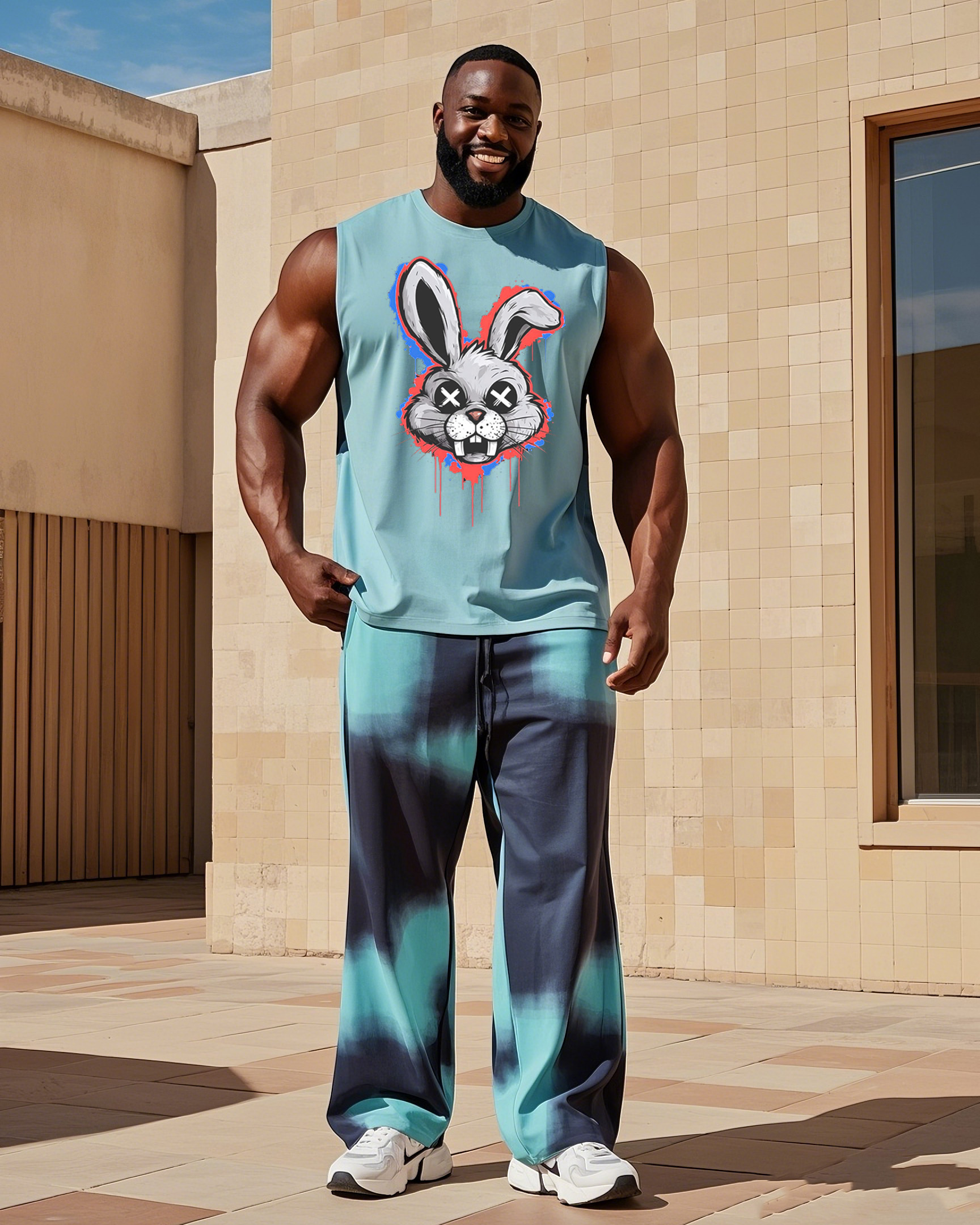 Big Boy Angry Rabbit Vest/Pants Creative Gradient Vest Trousers Suit