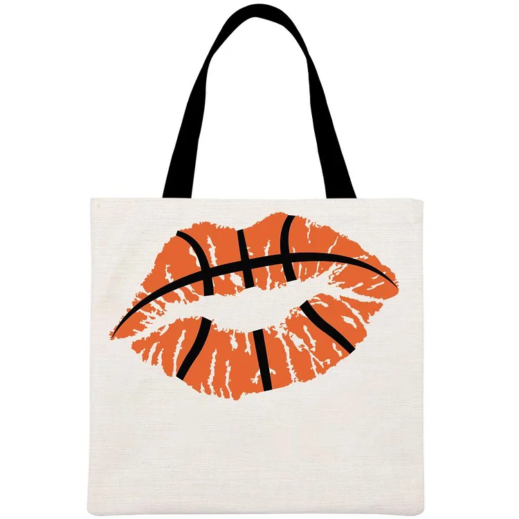 Basketball Lips Printed Linen Bag-Annaletters