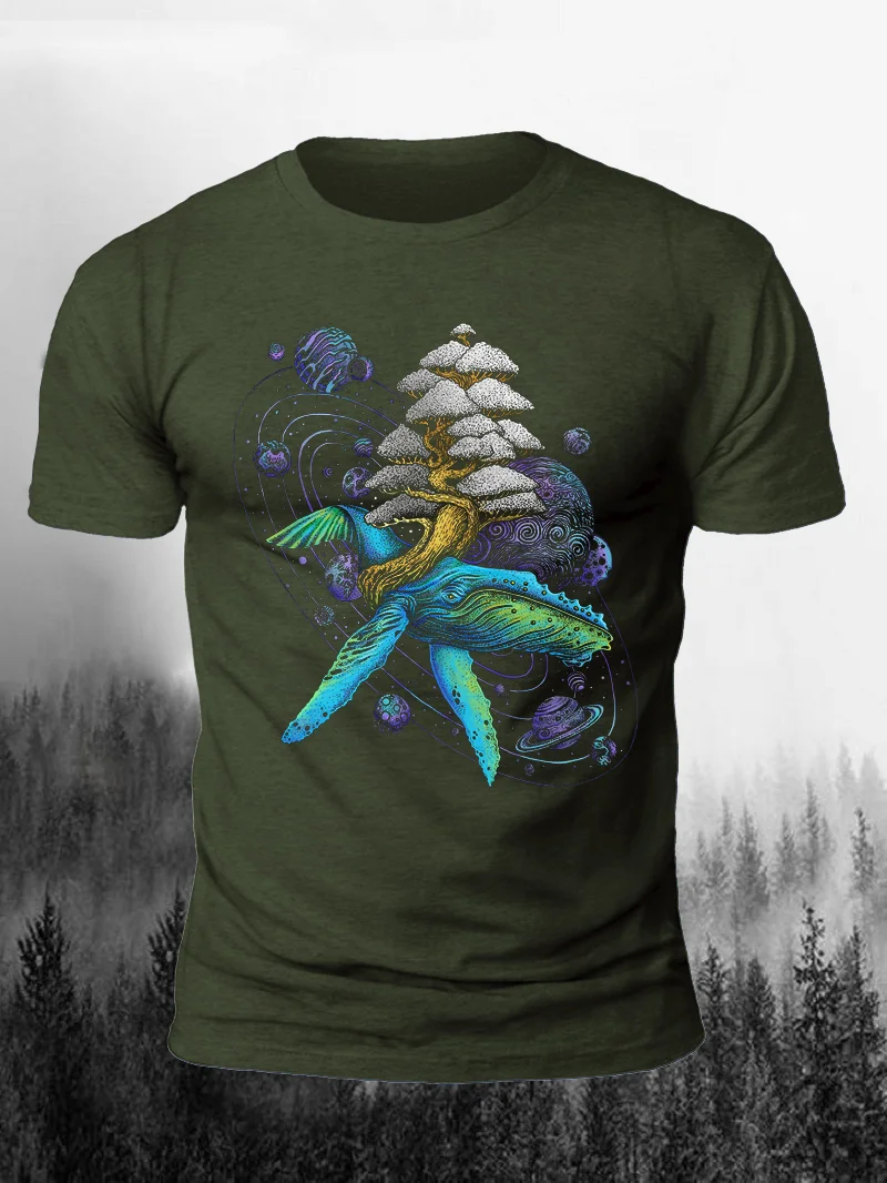 Coloured Star Turtle Print Short Sleeve Men's T-Shirt in  mildstyles