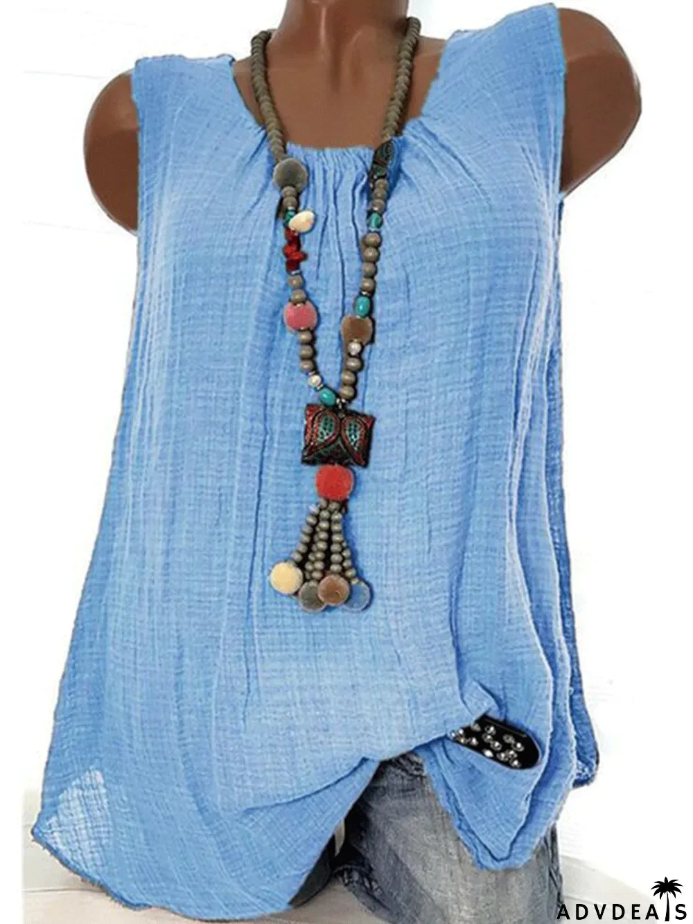 Women Round Neck Sleeveless Casual Tanks