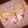 3D DIY Bead Embroidery Butterfly With Frame Home Decor Gift Tabletop Display Kit(Include Embroidery Hoop)