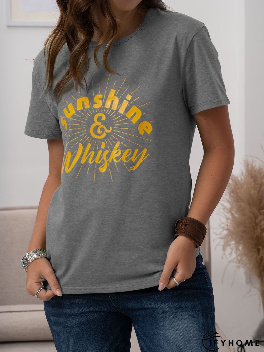 Vintage Short Sleeve Letter Printed Plus Size Casual Tops | IFYHOME