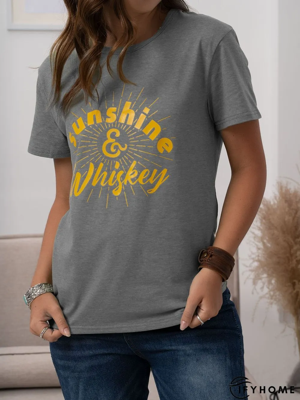 Vintage Short Sleeve Letter Printed Plus Size Casual Tops | IFYHOME