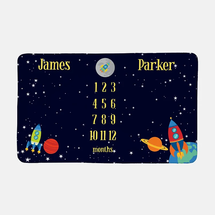 Personalized Rocket Twins Baby Milestone Blanket For Comfort & Unique | BKMS125