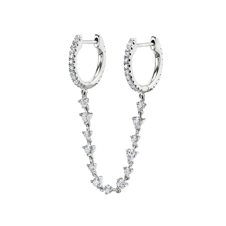S925 Silver Needle Conjoined Diamond Earrings