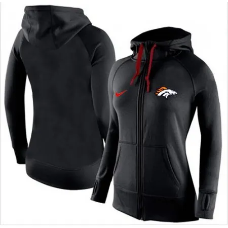 Women's  Denver Broncos Full-Zip Performance Hoodie Black