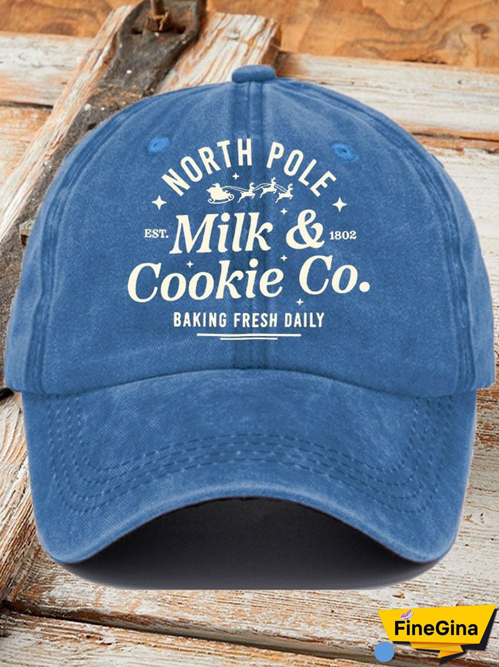 North Pole Milk & Cookie Co. Baking Fresh Daily EST 1802 Christmas Women's Printed Baseball Cap
