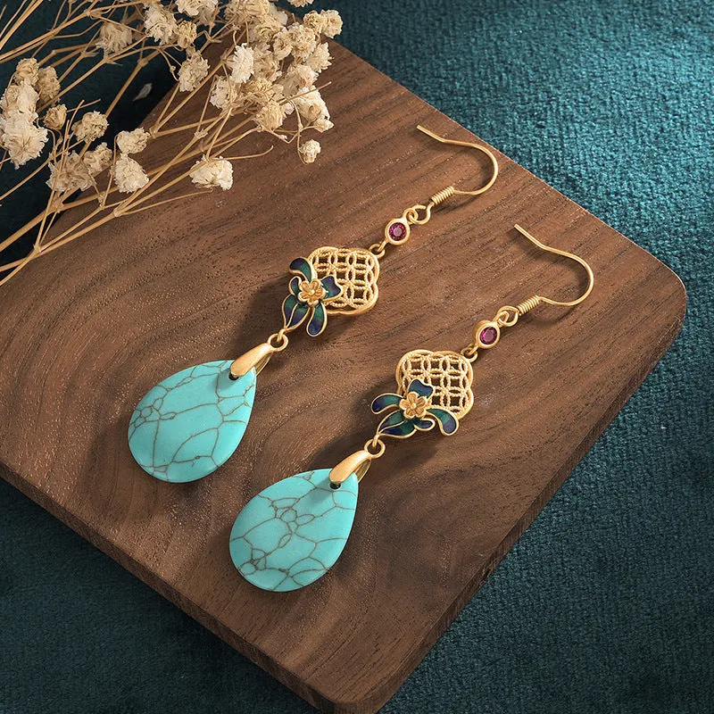 Turquoise Wealth Drop Dangle Earrings