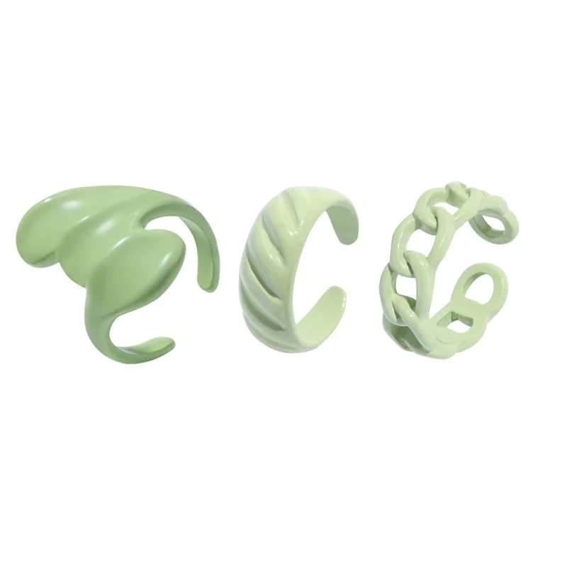 Dvacaman 2021 New INS Trendy Colorful Dripping oil Geometric Rings Candy Color Hand Painted Irregular Open Rings Female Jewelry