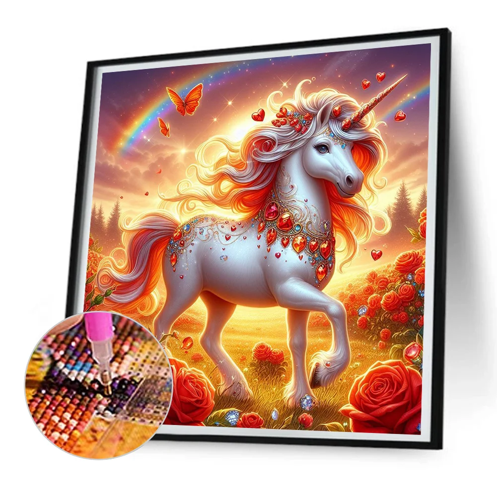 Full Round Diamond Painting 30*30cm - Unicorn
