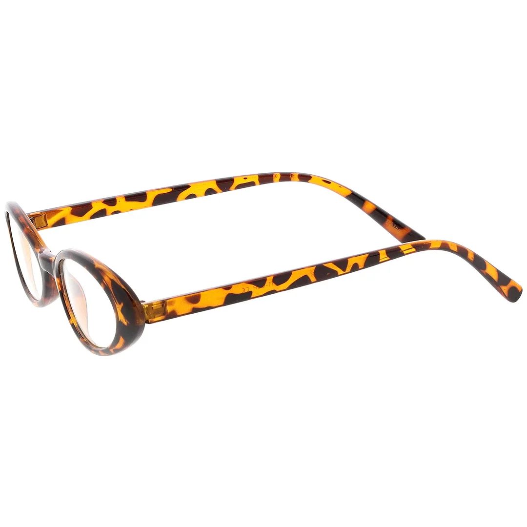 Womens Small Oval Glasses Slim Arms Clear Lens 48mm