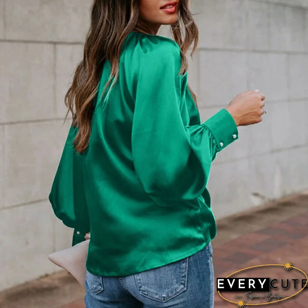 Women Full Sleeved Party Clubbing Elegant Blouse Plus Size Silk Shirts Tops