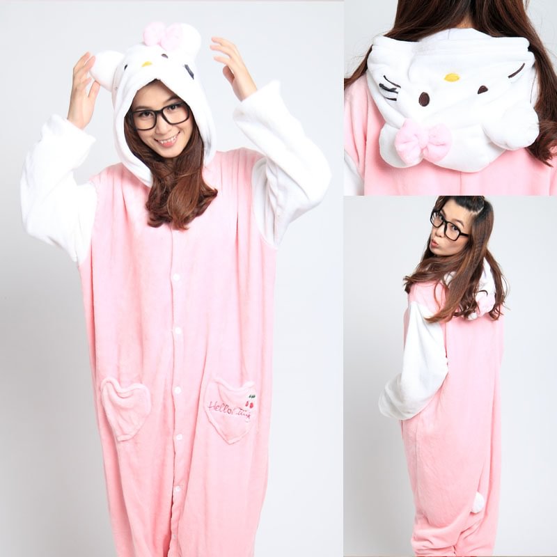 Hello Kitty Kigurumi Animal Onesie Hoodie Costume Pajamas-Pajamasbuy