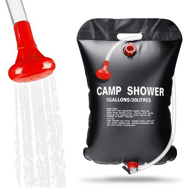 Solar Shower Bag 5 Gallons - Solar Heating Camping Shower Bag with Shower Head, Hose, Tap Head - for Ideal Traveling, Hiking, Backpacking