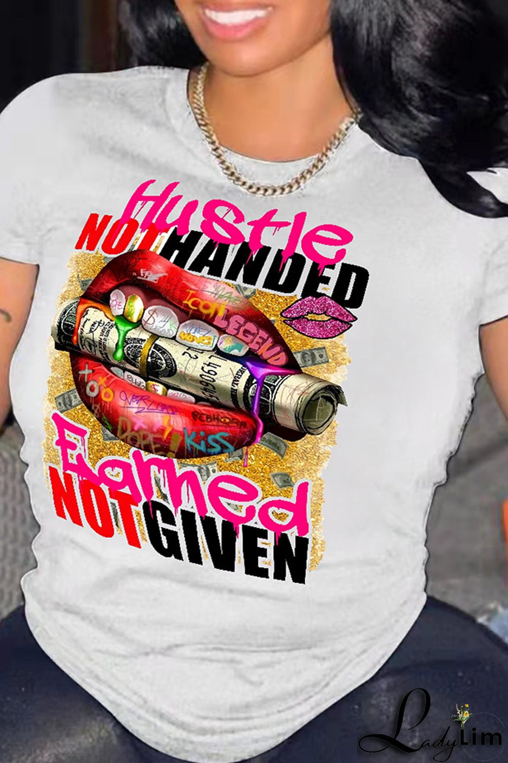 Purple Fashion Casual Print Basic O Neck T-Shirts