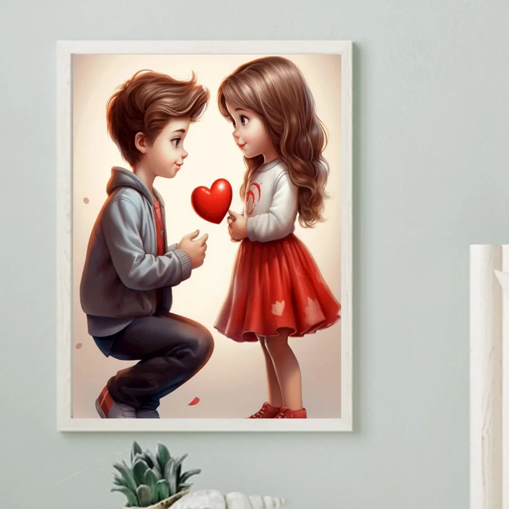 Diamond Painting - Full Round Drill - Kid Sweet Couple(Canvas|30*40cm)