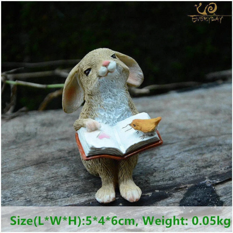 Everyday Collection Easter Decorations for Home Cute Rabbit Figurines Miniature Tabletop Ornaments Fairy Garden Thanksgiving