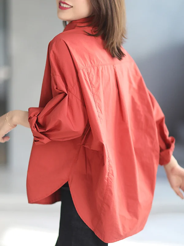 Minimalist Roomy High-Low Pure Color Blouse