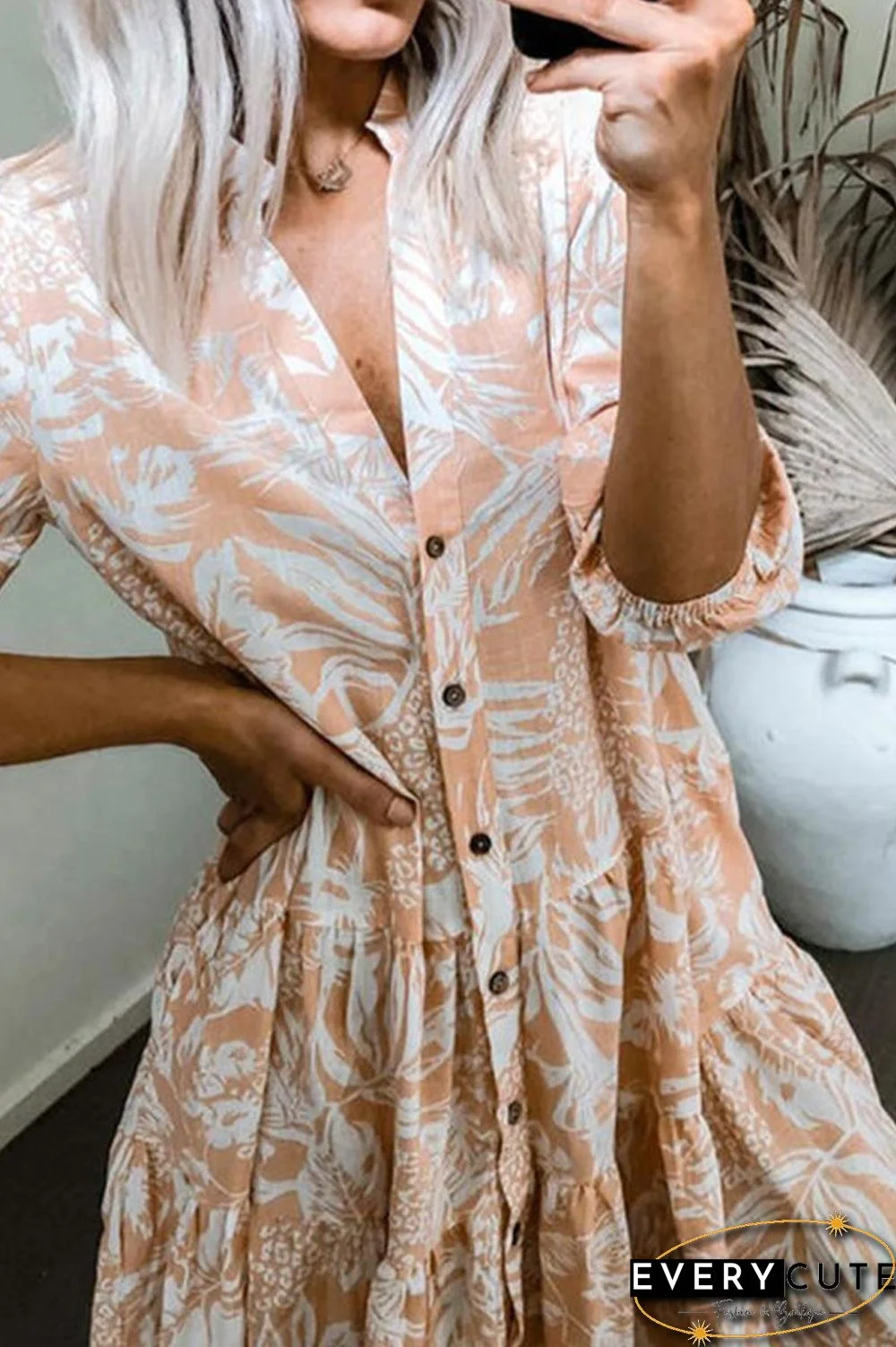 Half Sleeve Shirt Casual Print Dress