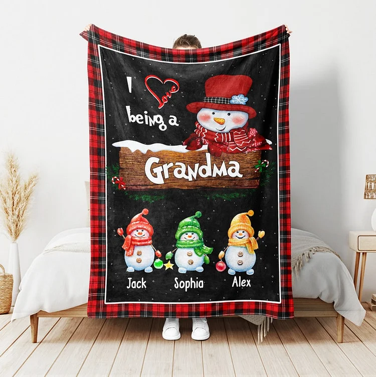 Personalized Christmas Nana Snowman Blanket|BKKid233[personalized name blankets][custom name blankets]