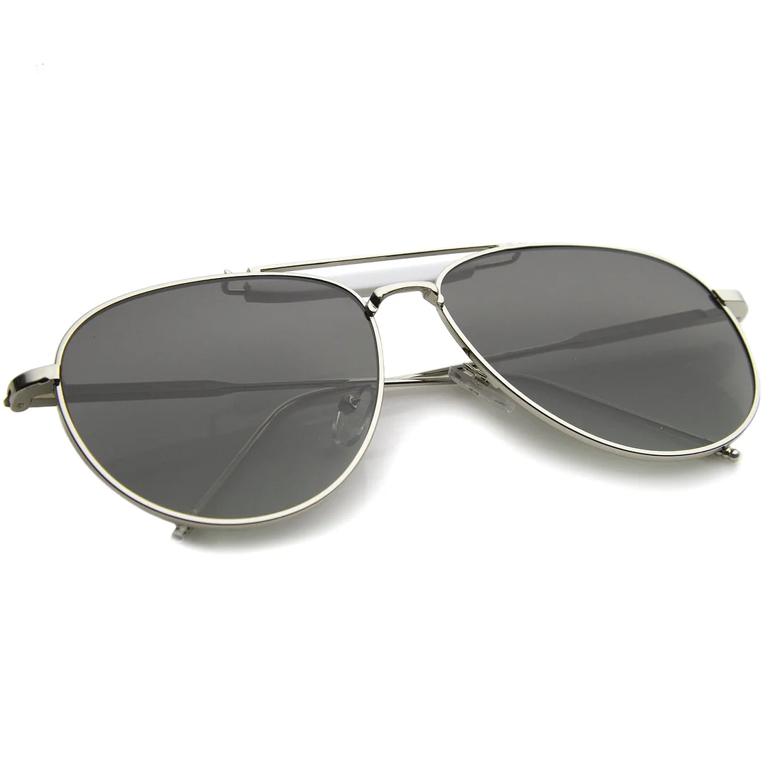 Classic Retro Metal Wire Teardrop Flat Lens Crossbar Aviator glasses