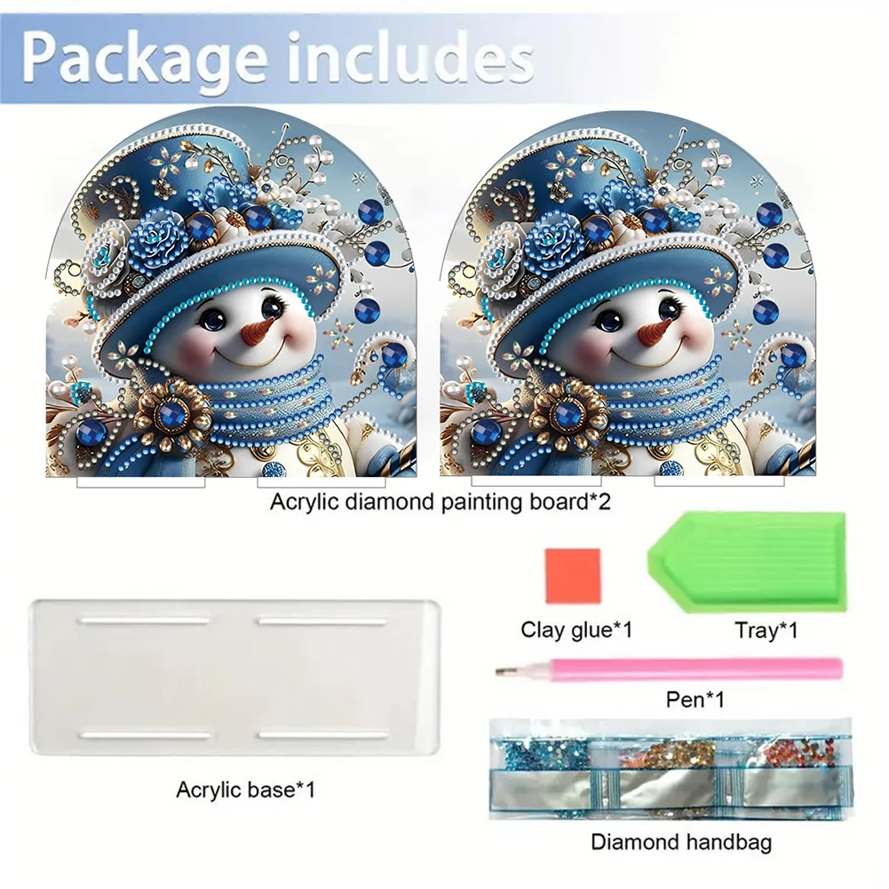 DIY Christmas Snowman Acrylic DIY 5D Diamond Art Painting Napkin Holder Set