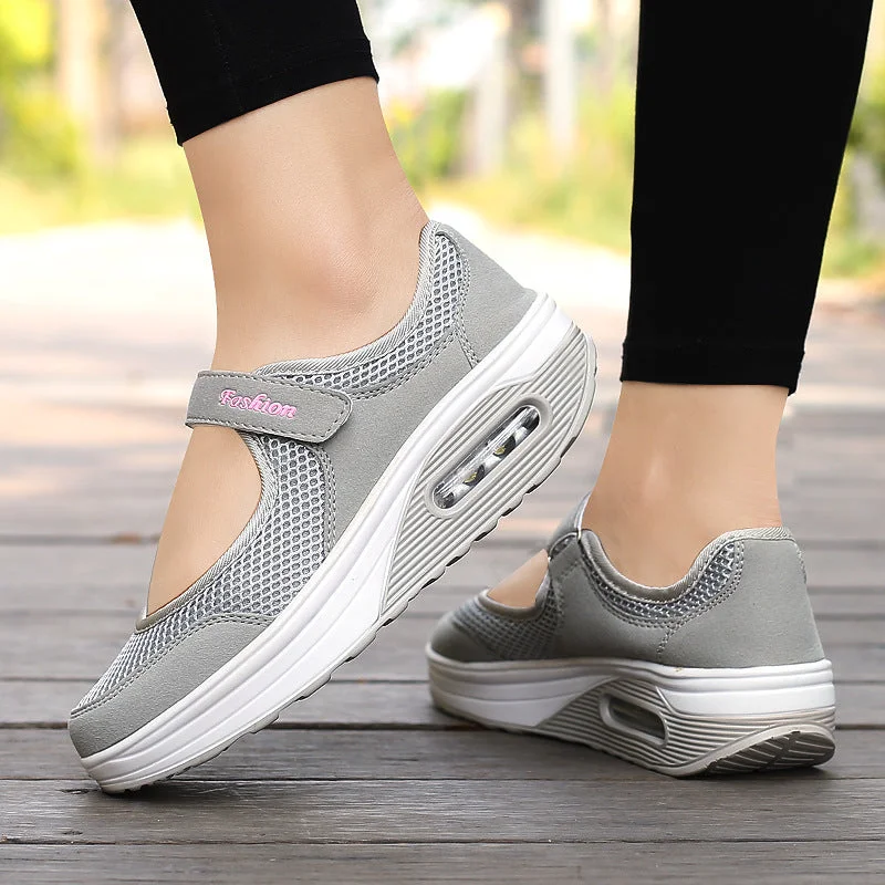  Sneakers Women Summer New Mesh Shake Shoes Large Shoes Women's Insoles 4 Colors  Sport Shoes Walking Shoes Women Black Red Grey