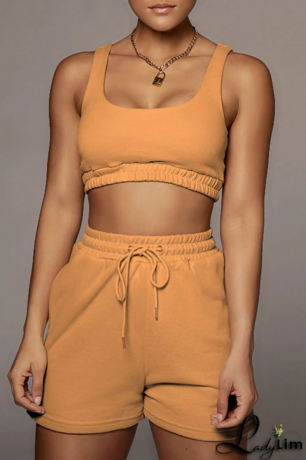 White Casual Sportswear Solid Split Joint U Neck Sleeveless Two Pieces