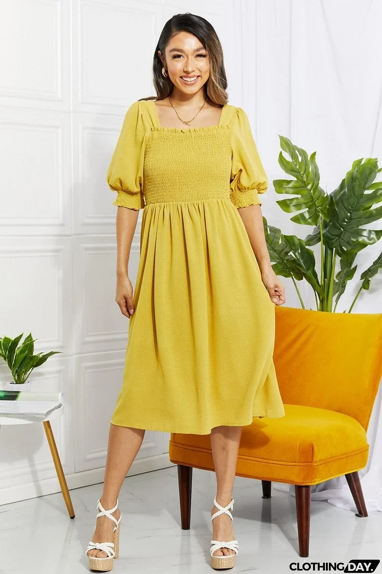 ODDI Full Size Love You Forever Square Neck Midi Dress