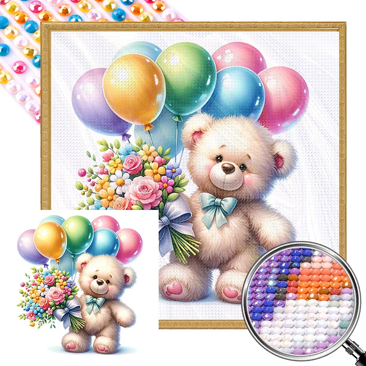Balloon Gift Bear 40*40CM (Canvas) AB Round Drill Diamond Painting gbfke
