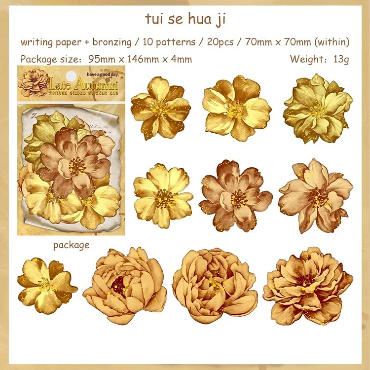Journalsay 20 Sheets Late Autumn Series Vintage Coffee Stain Bronzing Sticker