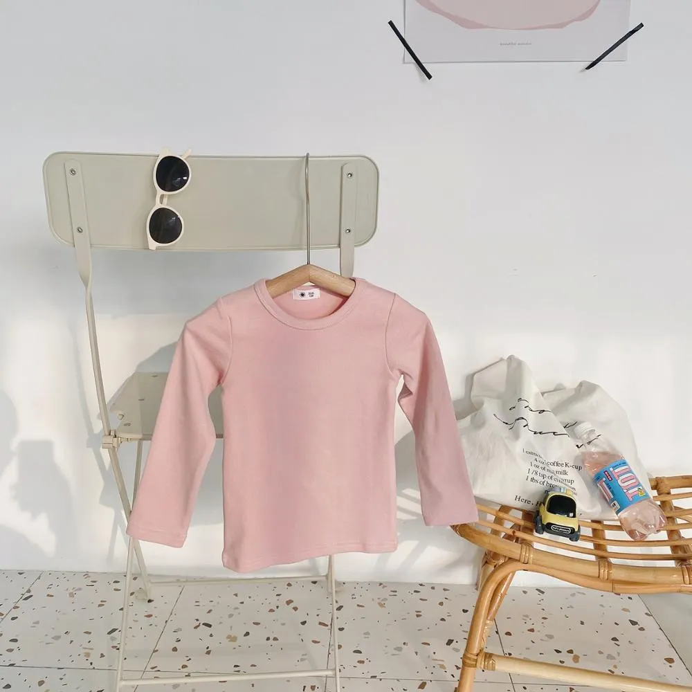 1-10T Cotton T Shirt For Boys Girls Spring Clothes Toddler Kid Baby Candy Color Casual Plain Tee Stretch Basic tshirt Outfit