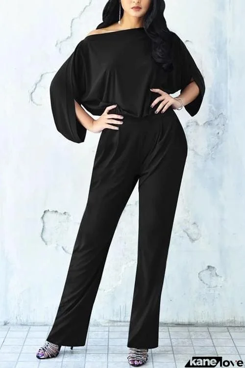 Batwing Sleeve Pockets Jumpsuits