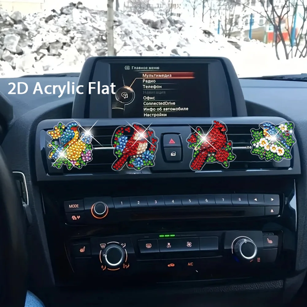 4pc Bird DIY Diamond Painting Car Air Vent Clip Air Freshener for Adult Beginner