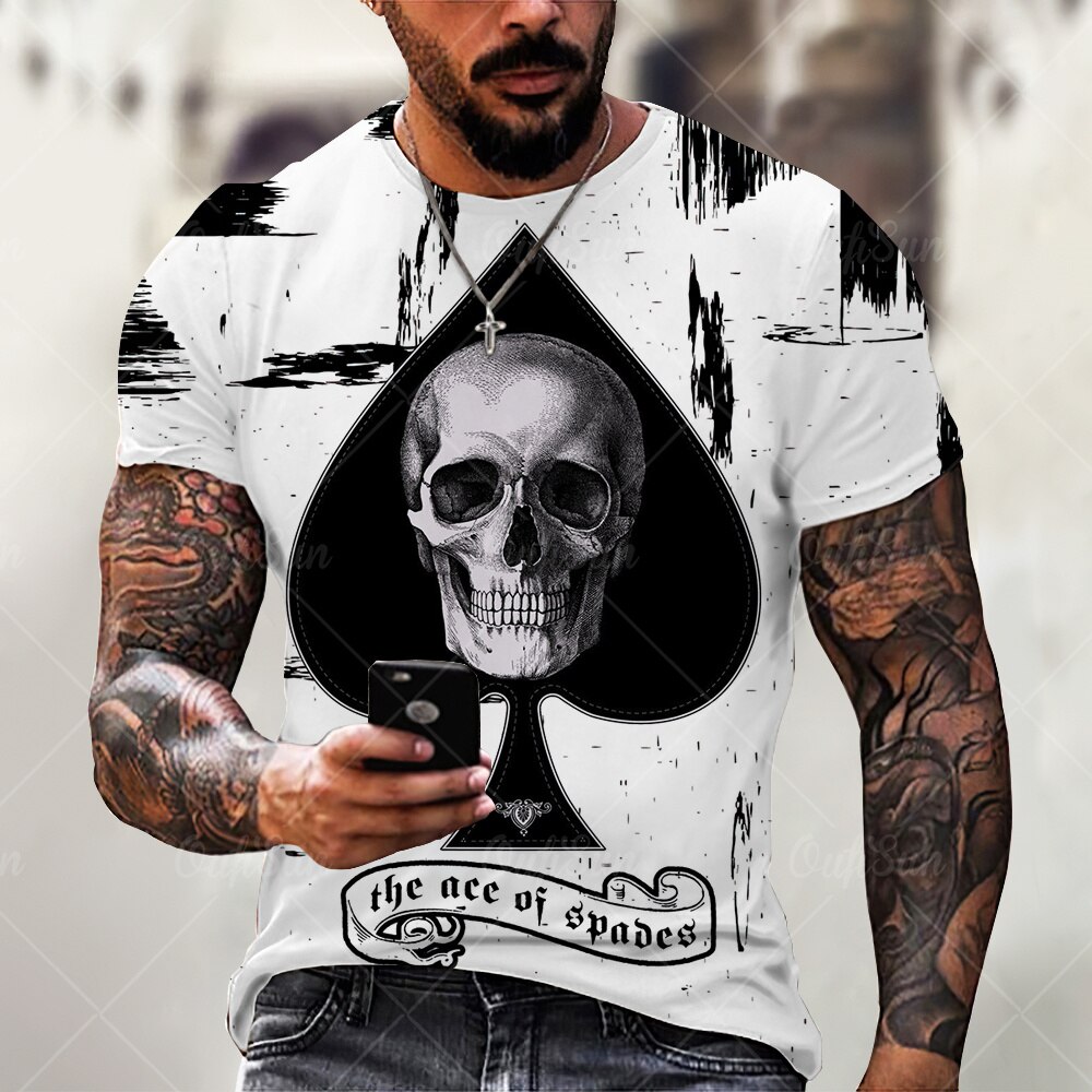 

Horrible Skull Spades Poker - 3D Printed Men T Shirt, Xl, 501 Original