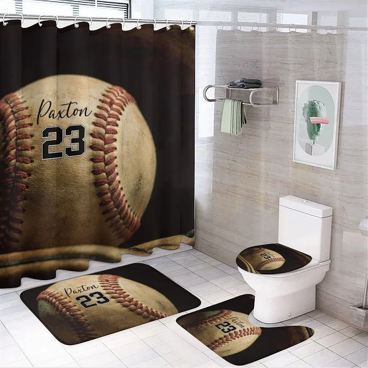 Personalized Baseball Bathroom 4-Piece Set|Set16